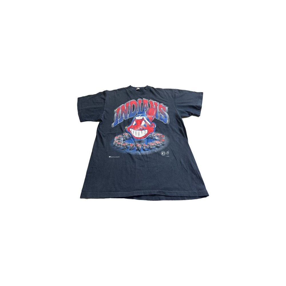 Vintage Cleveland Indians T Shirt Baseball Graphic Single Stitch Red Black Mlb T